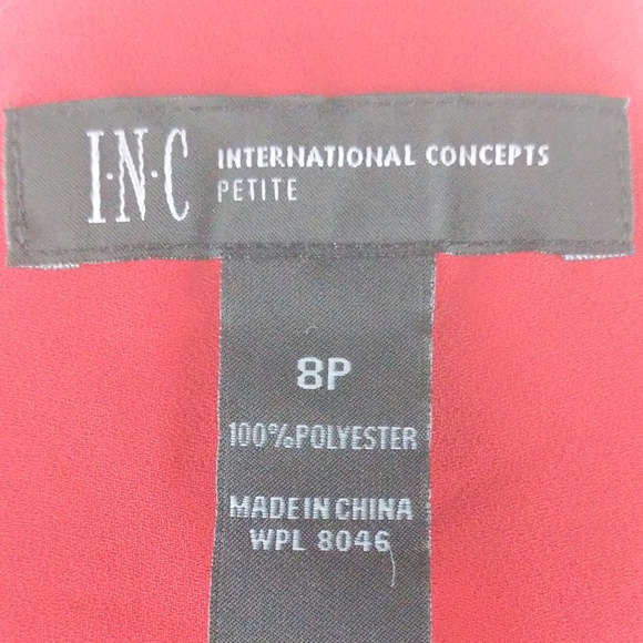 INC Red Rhinestone Faux Wrap Top - Picture 3 of 3